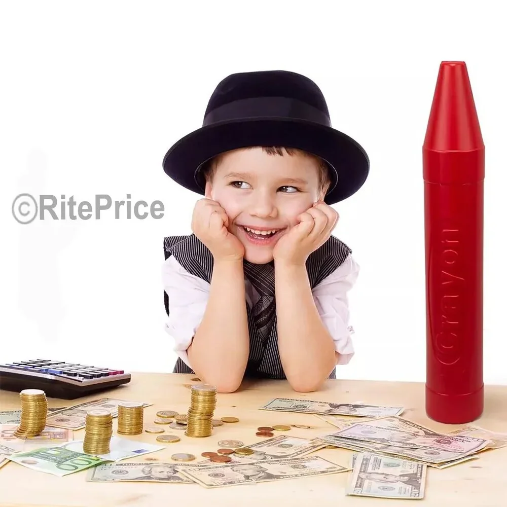 20'' Crayon Shape Plastic Piggy Bank Kids Money Saving, Assorted Color (3 Pack)